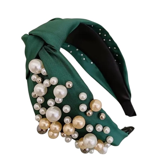 Accessories - Green Pearl Embellished Headband
